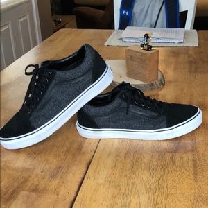 Vans Old Skool black and gray shoes.